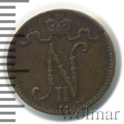 1 пенни 1909 г. Для Финляндии (Николай II). (1 пенни. Финляндия 1909г. Cu.)