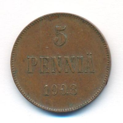 5 пенни 1908 г. Для Финляндии (Николай II). (5 пенни. 1908)
