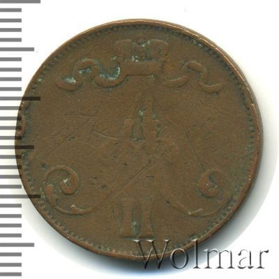 5 пенни 1875 г. Для Финляндии (Александр II). (5 пенни. Финляндия 1875г. Cu.)