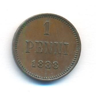 1 пенни 1888 г. Для Финляндии (Александр III). (1 пенни. 1888)