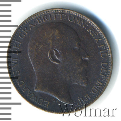 Великобритания 1 фартинг, 1907 (1 фартинг. Великобритания 1907г. Cu.)