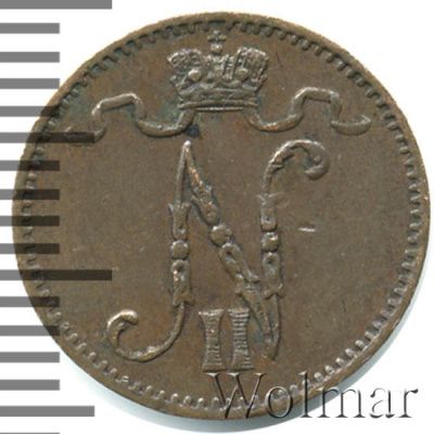 1 пенни 1907 г. Для Финляндии (Николай II). (1 пенни. Финляндия 1907г. Cu.)