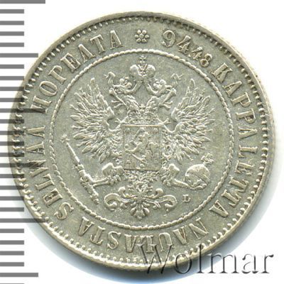 1 марка 1907 г. L. Для Финляндии (Николай II). (1 марка. Финляндия 1907г. L. Ag.)