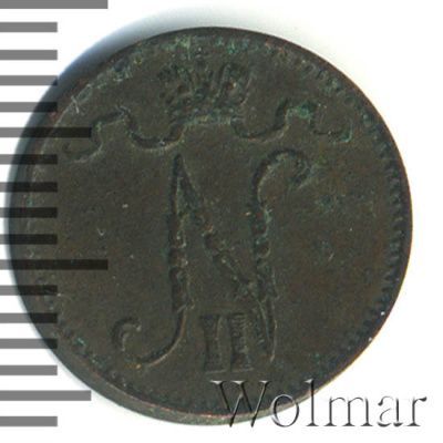 1 пенни 1909 г. Для Финляндии (Николай II). (1 пенни. Финляндия 1909г. Cu.)