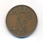 5 пенни 1908 г. Для Финляндии (Николай II). (5 пенни. 1908)