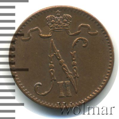 1 пенни 1909 г. Для Финляндии (Николай II). (1 пенни. Финляндия 1909г. Cu.)
