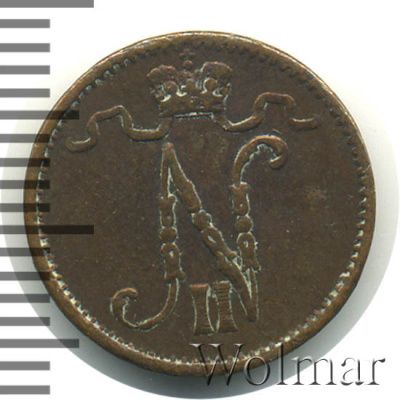 1 пенни 1907 г. Для Финляндии (Николай II). (1 пенни. Финляндия 1907г. Cu.)