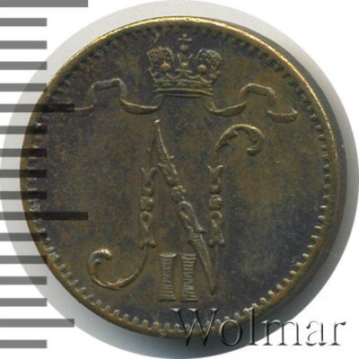 1 пенни 1907 г. Для Финляндии (Николай II). (1 пенни. Финляндия 1907г. Cu.)