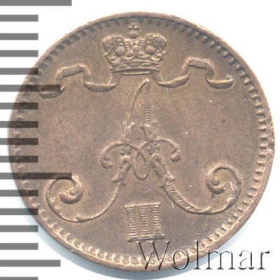 1 пенни 1888 г. Для Финляндии (Александр III). (1 пенни. Финляндия 1888г. Cu.)