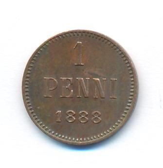 1 пенни 1888 г. Для Финляндии (Александр III). (1 пенни. 1888)