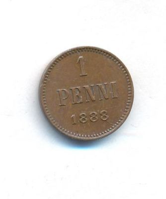 1 пенни 1888 г. Для Финляндии (Александр III). (1 пенни. 1888)