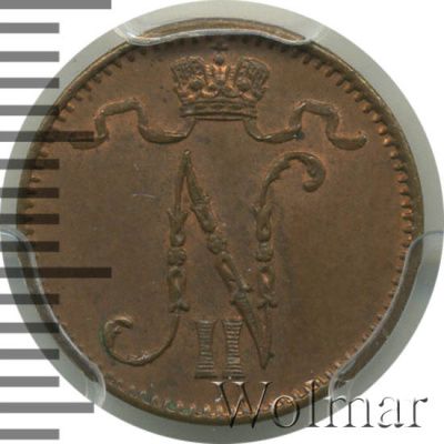 1 пенни 1909 г. Для Финляндии (Николай II). (1 пенни. Финляндия 1909г. Cu.)