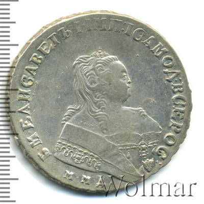 1 рубль 1749 г. ММД. Елизавета I. Красный монетный двор (1 рубль 1749г. ММД. Ag. Петров - 3 рубля)