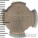 1 пенни 1888 г. Для Финляндии (Александр III). (1 пенни. Финляндия 1888г. Cu.)