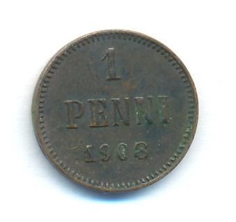 1 пенни 1908 г. Для Финляндии (Николай II). (1 пенни. 1908)