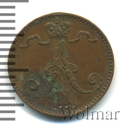 1 пенни 1888 г. Для Финляндии (Александр III). (1 пенни. Финляндия 1888г. Cu.)