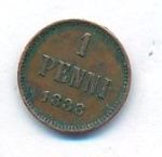 1 пенни 1888 г. Для Финляндии (Александр III). (1 пенни. 1888)
