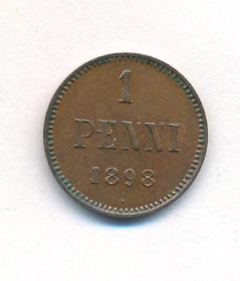 1 пенни 1898 г. Для Финляндии (Николай II). (1 пенни. 1898)