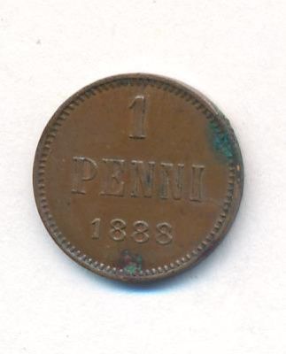 1 пенни 1888 г. Для Финляндии (Александр III). (1 пенни. 1888)