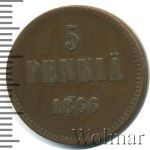 5 пенни 1866 г. Для Финляндии (Александр II). (5 пенни. Финляндия 1866г. Cu.)
