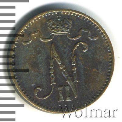 1 пенни 1909 г. Для Финляндии (Николай II). (1 пенни. Финляндия 1909г. Cu.)