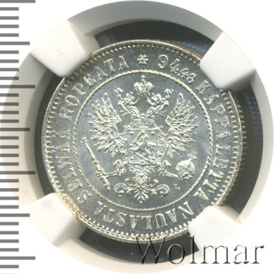 1 марка 1907 г. L. Для Финляндии (Николай II). (1 марка. Финляндия 1907г. L. Ag.)