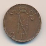 5 пенни 1908 г. Для Финляндии (Николай II). (5 пенни. 1908)