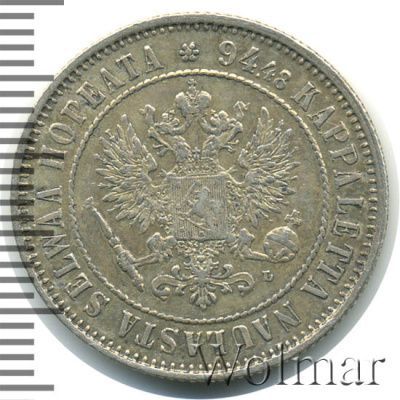 1 марка 1907 г. L. Для Финляндии (Николай II). (1 марка. Финляндия 1907г. L. Ag.)
