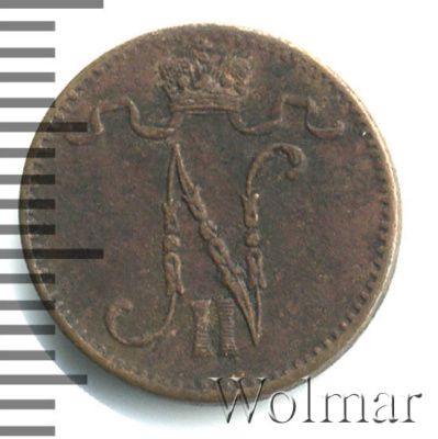 1 пенни 1907 г. Для Финляндии (Николай II). (1 пенни. Финляндия 1907г. Cu.)