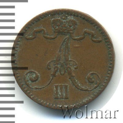 1 пенни 1888 г. Для Финляндии (Александр III). (1 пенни. Финляндия 1888г. Cu.)